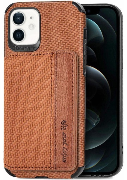 IPhone 12 Için Kılıf Mini Manyetik Kart Tutucu Standı Fonksiyonu Rfıd Engelleme (Yurt Dışından)