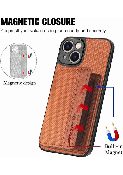 IPhone 14 Artı Manyetik Kart Tutucu Standı Fonksiyonu Rfıd Engelleme (Yurt Dışından)