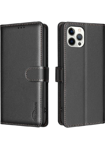 IPhone 12 Için Flip Case Manyetik Kart Tutucu Kickstand Cüzdan Pu Deri (Yurt Dışından)
