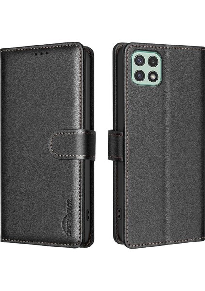 Samsung Galaxy A22 5g Manyetik Rfıd Engelleme Cüzdan Pu Kart Için Flip Case (Yurt Dışından)