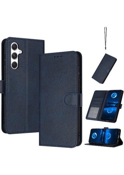 Toka Pu ile Samsung Galaxy M55 Kickstand Saf Renk Için Flip Case (Yurt Dışından)