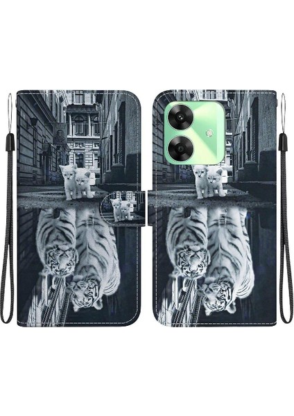 Realme C61 Pu Deri Cüzdan Kart Yuvaları Manyetik Kapatma Çiçek Için Kılıf (Yurt Dışından)