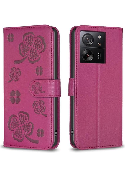 Xiaomi 13T Için Flip CASE/13T Pro Cüzdan Yonca Çiçek Kart Yuvaları Tutucu Pu (Yurt Dışından)