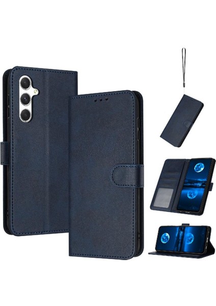 Samsung Galaxy A15 Için Flip Case 4g/5g Saf Renk Kickstand Pu Deri (Yurt Dışından)
