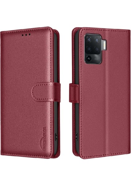 YH Mall Oppo A94 4g Için Flip Case Pu Deri Cüzdan Manyetik Kart Tutucu Kickstand (Yurt Dışından)