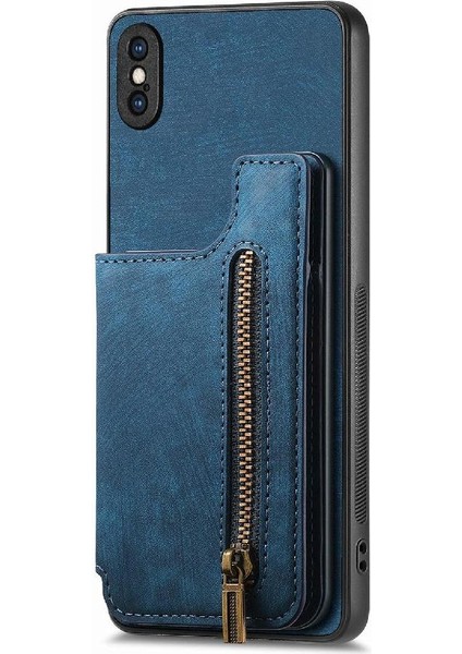IPhone Xs Max Katlanabilir Arka Kapak Vintage Fermuar Cüzdan Standı (Yurt Dışından)