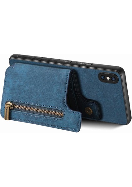 IPhone Xs Max Katlanabilir Arka Kapak Vintage Fermuar Cüzdan Standı (Yurt Dışından)