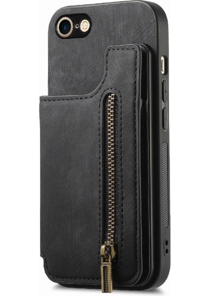 IPhone 7/8 Için Kılıf Vintage Fermuar Cüzdan Standı Fonksiyonu Katlanabilir Geri (Yurt Dışından)