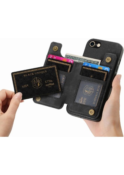 IPhone 7/8 Için Kılıf Vintage Fermuar Cüzdan Standı Fonksiyonu Katlanabilir Geri (Yurt Dışından)