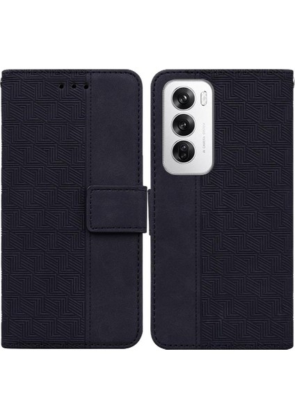 Oppo Flip 12 5g Flip Folio Kickstand Özelliği Için Flip Case Geometrik Pu (Yurt Dışından)