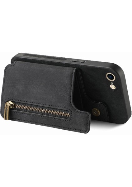 IPhone 7/8 Için Kılıf Vintage Fermuar Cüzdan Standı Fonksiyonu Katlanabilir Geri (Yurt Dışından)