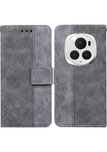 YH Mall Onur Magic6 Pro Flip Folio Kickstand Özelliği Için Flip Case Geometrik Pu (Yurt Dışından)