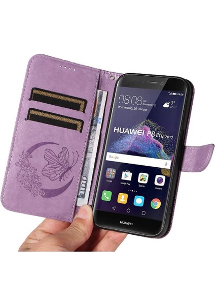 Kredi Kartı Yuvası ile Huawei P8 Lite Için Flip Case Yüksek Kalite Deri (Yurt Dışından)