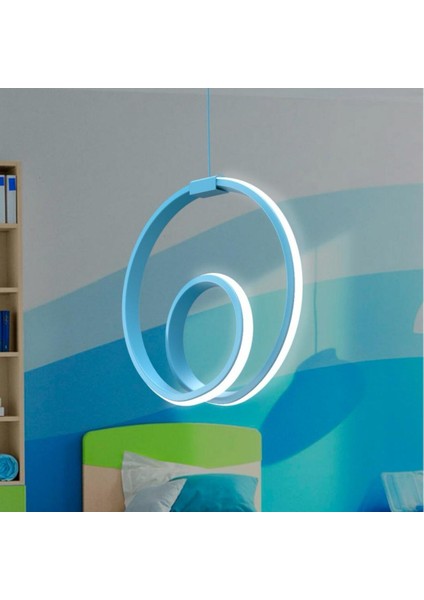 Orjin Mavi Tekli Sarkıt LED Beyaz Işık Ultra Ledli Salon Mutfak Oda Hol Ledli Avize