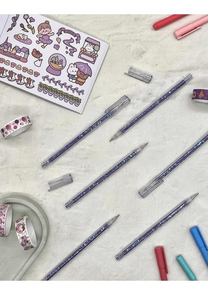Kalem Görünümlü Mor Pullu Çelik Uçlu Maket Bıçağı / Sanat Bıçağı / Bullet Journal