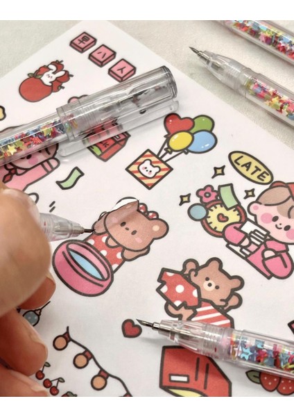 Kalem Görünümlü Renkli Pullu Çelik Uçlu Maket Bıçağı / Sanat Bıçağı / Bullet Journal