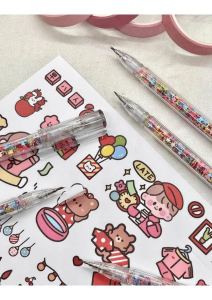 Kalem Görünümlü Renkli Pullu Çelik Uçlu Maket Bıçağı / Sanat Bıçağı / Bullet Journal