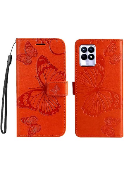 Kart Yuvası Standı Flip Kickstand ile Realme 8i Manyetik Kapak Için Flip Case (Yurt Dışından)