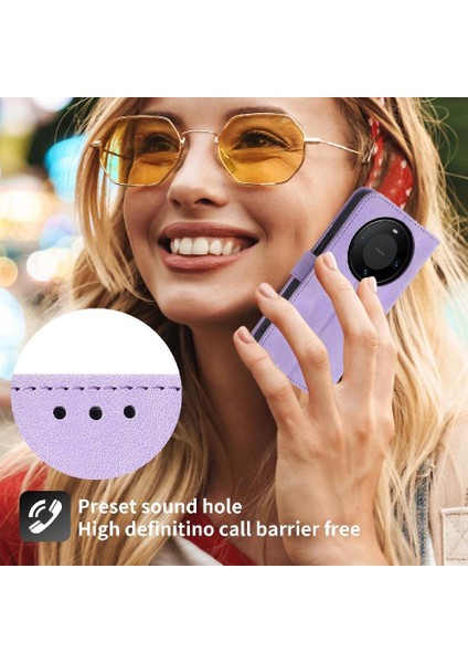 Huawei Mate 60 Pro Için Flip Case Kabartmalı Darbeye Çoklu Kredi Kartı (Yurt Dışından)