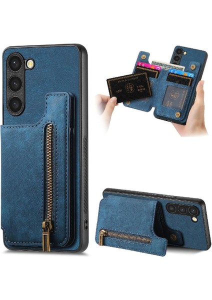 Samsung Galaxy S23 Artı Standı Fonksiyonu Katlanabilir Arka Kapak Fermuar (Yurt Dışından)