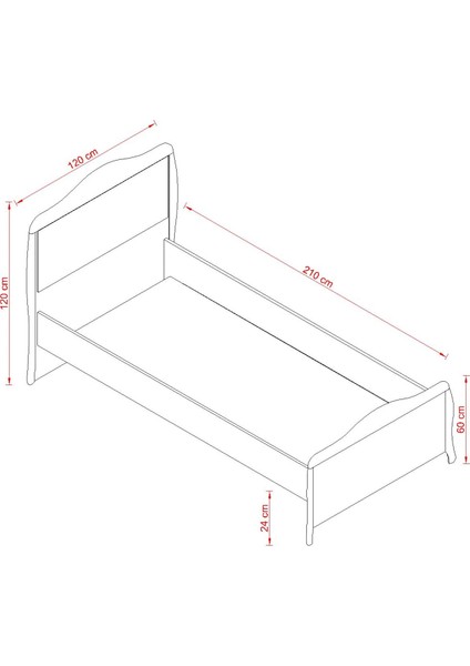 Prestij Krem Genç Odası Tek Kişilik Karyola 100X200 cm