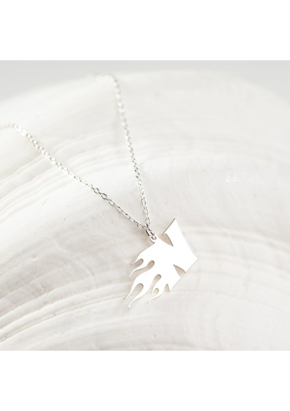 925 Ayar Gümüş Alevli N Harfi Kolye Özel Tasarım