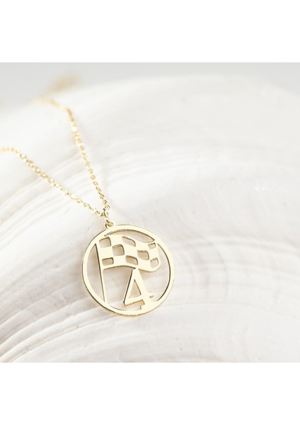 925 Ayar Gümüş Yarış Bayrağı Kolye Özel Tasarım