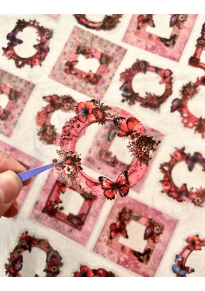 Mırror Butterfly Love Serisi Renkli Çiçek ve Kelebek Desenli Çerçeve 30 Adet Şeffaf Pet Sticker fırsatları