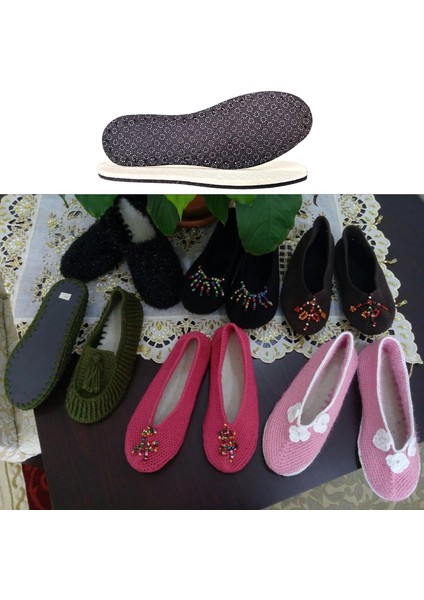 1 Çift Beyaz Keçe Kaydırmazdelikli Hobi Örgü Panduf Patik Tabanı indirimleri