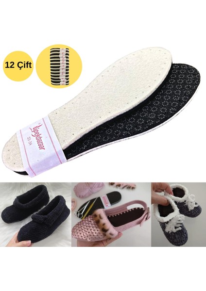 12 Çift Beyaz Keçe Kaydırmazdelkli Hobi Örgü Panduf Patik Tabanı fiyatları