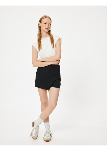 Basic Crop T-Shirt Slim Fit Bisiklet Yaka Kısa Kollu