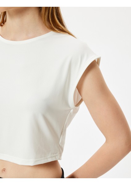 Basic Crop T-Shirt Slim Fit Bisiklet Yaka Kısa Kollu