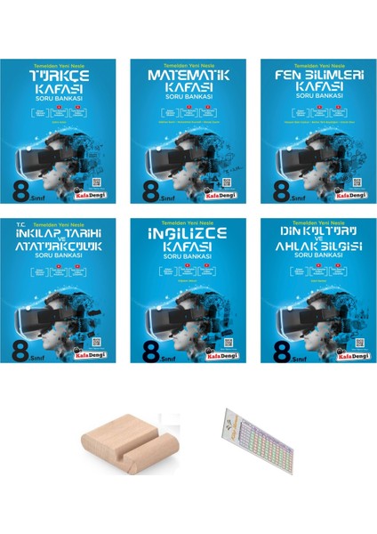 8. Sınıf LGS Türkçe Soru Bankası - Matematik Soru Bankası - Fen Soru Bankası- İnkılap Soru Bankası 6'lı Set + Telefon Tutucu