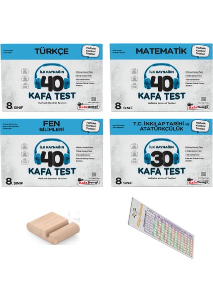 8. Sınıf Kafa Test Türkçe - Kafa Test Matematik - Kafa Test Fen Bilimleri - Kafa Test İnkılap - Haftalık Kontrol Testi 9'lu Set + Telefon Tutucu