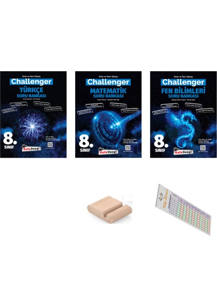 8. Sınıf LGS Challenger Türkçe Soru Bankası - Matematik Soru Bankası - Fen Bilimleri Soru Bankası + Telefon Tutucu