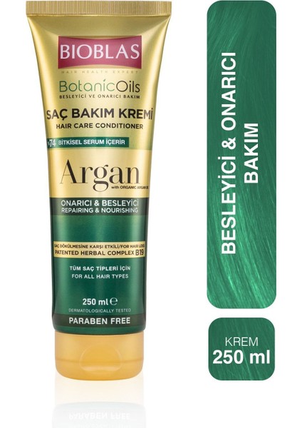 Botanic Oils Argan Yağlı Saç Kremi 250 ml Onarıcı Argan Saç Bakım Kremi 2'li