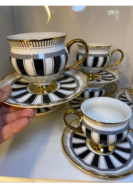 Kosava Lüx Porselen Lizbon 6 Lı Çay & Neskafe Fincan Takımı