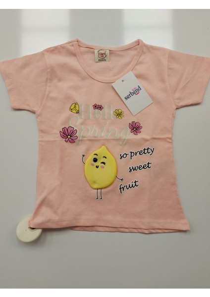 1801-ŞIŞME Limon Baskı T-Shirt