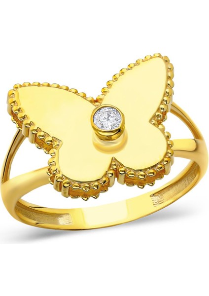 Tek Taşlı Büyük Kelebek Yüzük