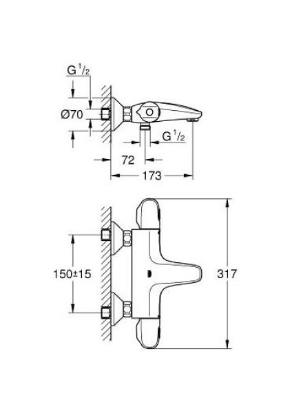 Grohtherm 1000 Termostatik Banyo / Duş Bataryası 1/2" - 348162433