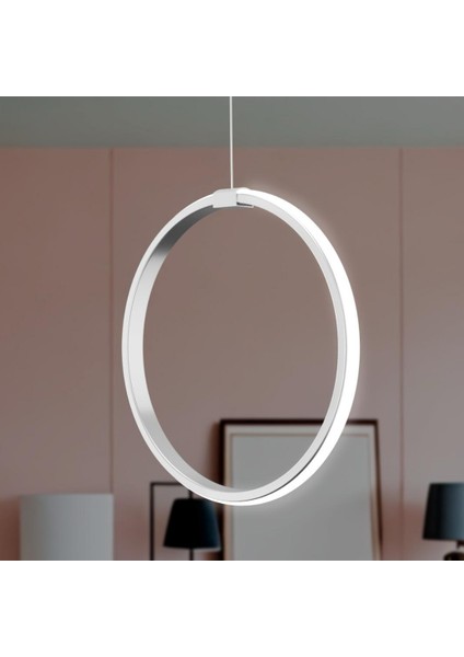 Rings Gri Tekli Sarkıt LED Beyaz Işık Ultra Ledli Salon Mutfak Oda Hol Ledli Avize