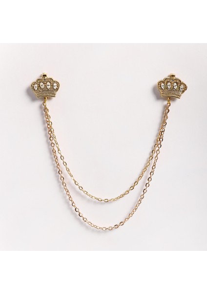 Kral ve Kraliçe Tacı Figürlü Gömlek Yaka Iğnesi