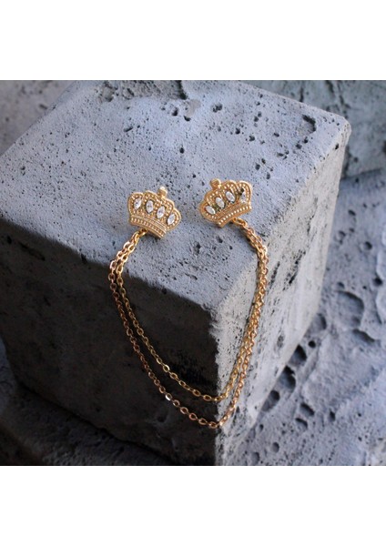 Kral ve Kraliçe Tacı Figürlü Gömlek Yaka Iğnesi modelleri