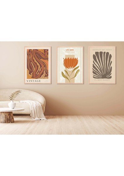 3'lü Dekoratif Çerçeveli Tablo , Ev Dekoru , Soyut Tablo , Ahşap Tablo fiyatları