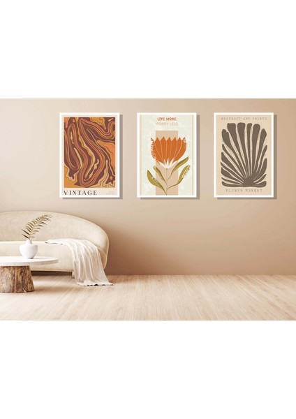 3'lü Dekoratif Çerçeveli Tablo , Ev Dekoru , Soyut Tablo , Ahşap Tablo modelleri