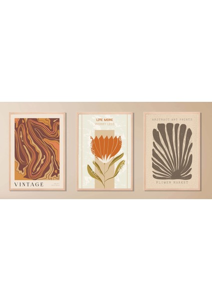 3'lü Dekoratif Çerçeveli Tablo , Ev Dekoru , Soyut Tablo , Ahşap Tablo fırsatları