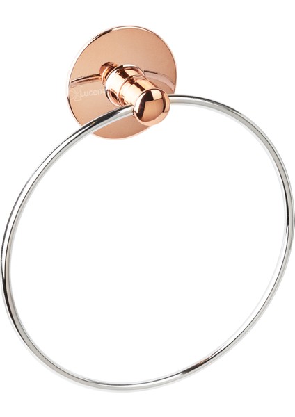 Rose Gold Krom Yapışkanlı Yuvarlak Havluluk - Banyo Aksesuarı