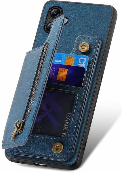 Samsung Galaxy A04E Için Kılıf Katlanabilir Arka Kapak Vintage Fermuar Cüzdan (Yurt Dışından)