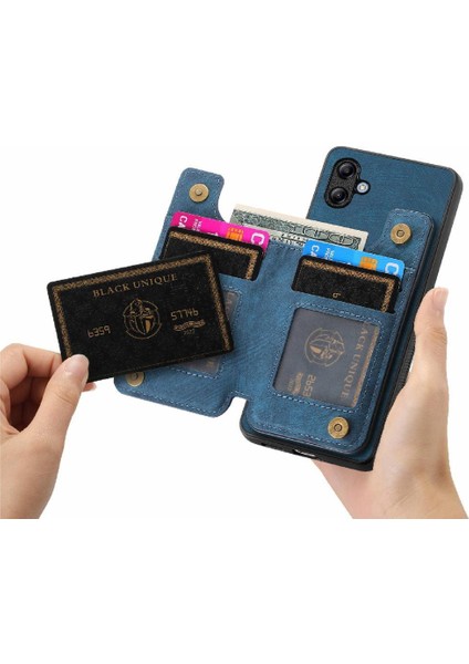Samsung Galaxy A04E Için Kılıf Katlanabilir Arka Kapak Vintage Fermuar Cüzdan (Yurt Dışından)