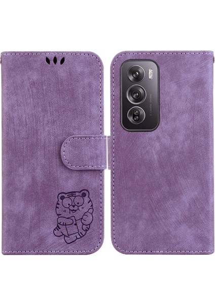 Oppo Oppo 12 Pro 5g Için Kılıf Tutucu Kapak Çevirin Folio Kabartmalı Sevimli Kaplan (Yurt Dışından)